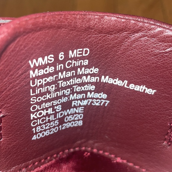 Size 6 Burgundy Leather man-made boots. Worn once. Comfortable and stylish. - Picture 4 of 4